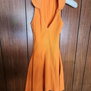 Zara Orange V-Neck Mini Dress